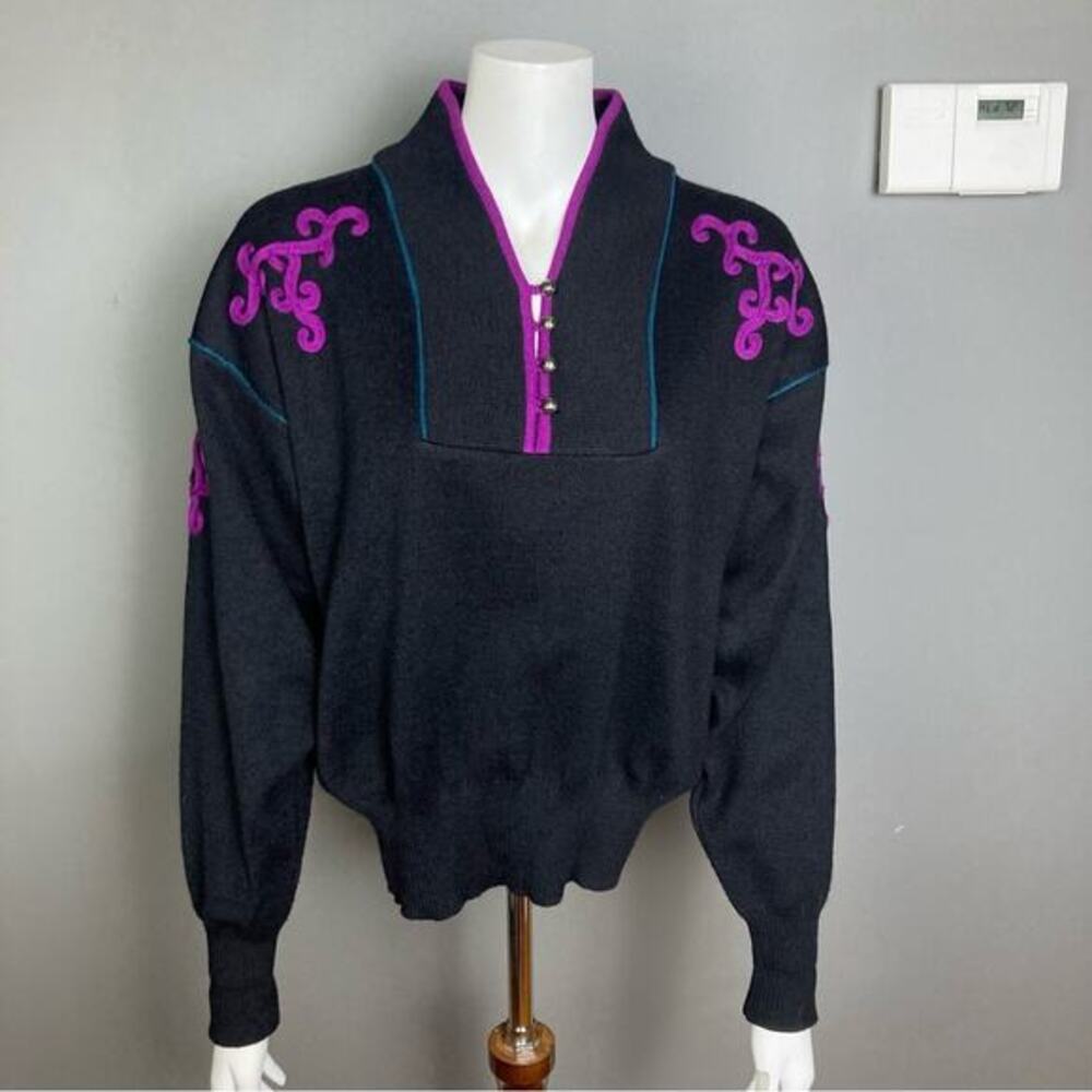 Vintage Meister Wool Ski Sweater women's medium Nordic Scandinavian purple